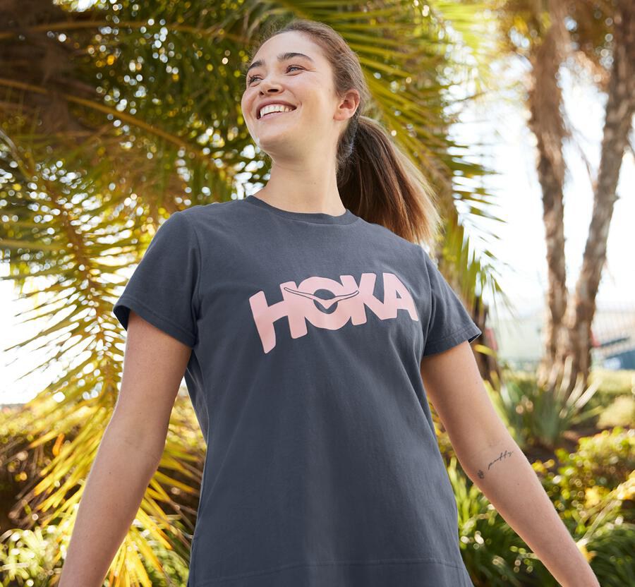 Hoka One One Tee Womens Blue - Brand - 96501TSFJ